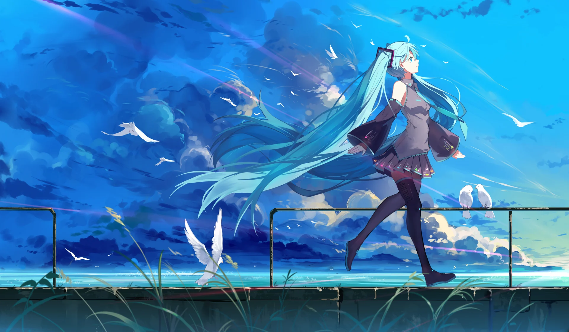初音未来与青蓝色天空